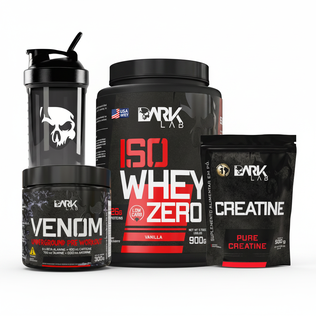DARK INTENSE | Pré-Treino, ISO Whey Zero, Creatina e Coqueteira