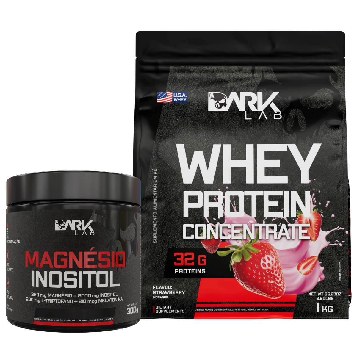 Magnésio Inositol 300g + Whey Protein Concentrado 1KG - Dark Lab