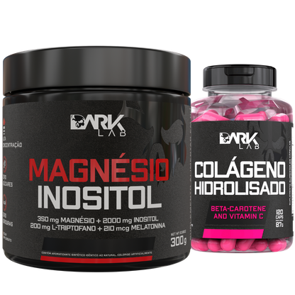 Magnésio Inositol 300g + Colágeno Hidrolisado 120 Capsulas Dark Lab