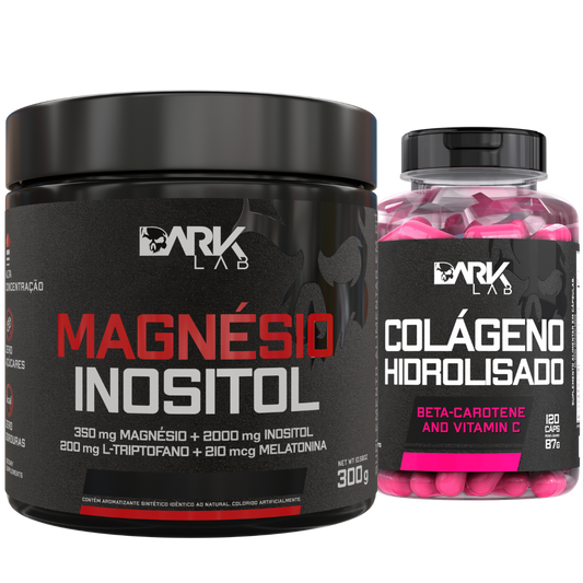 Magnésio Inositol 300g + Colágeno Hidrolisado 120 Capsulas Dark Lab