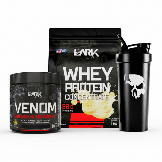 DARK ELITE | Pré-Treino, Whey Concentrado e Coqueteira