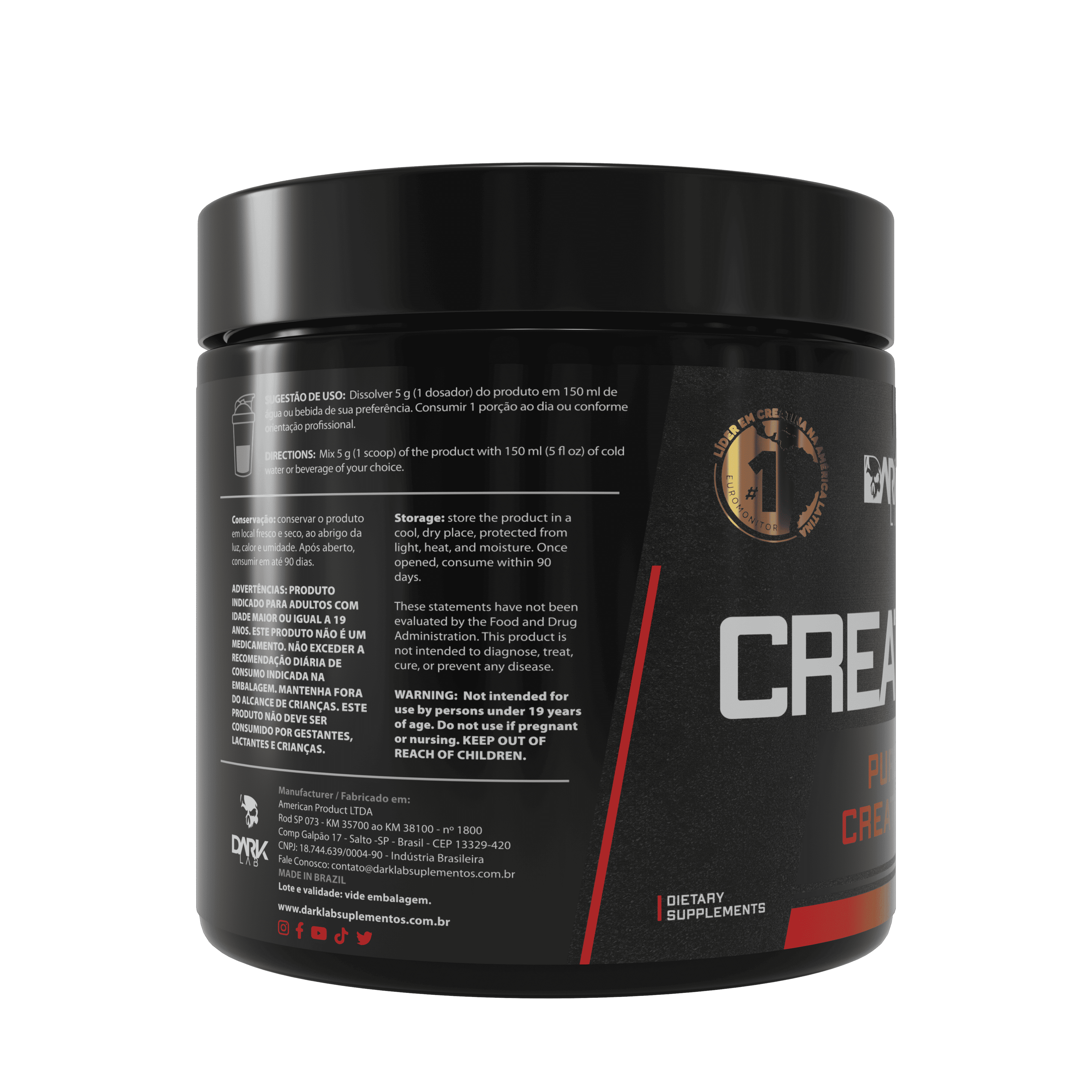 Creatina 300g Dark Lab | Mais Força e Resistência