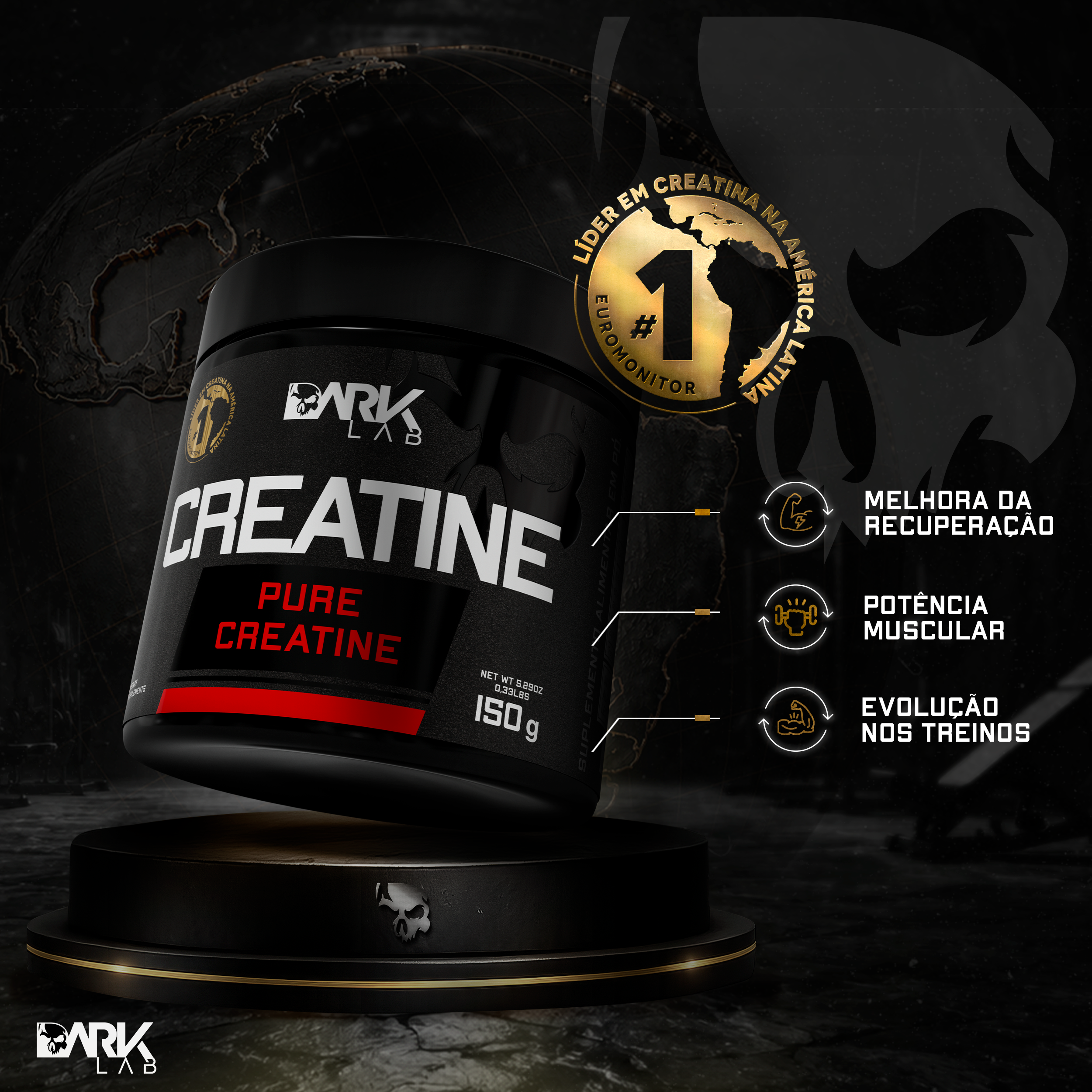 Creatina Pura 150g Dark Lab | 100% Pura e Aprovada