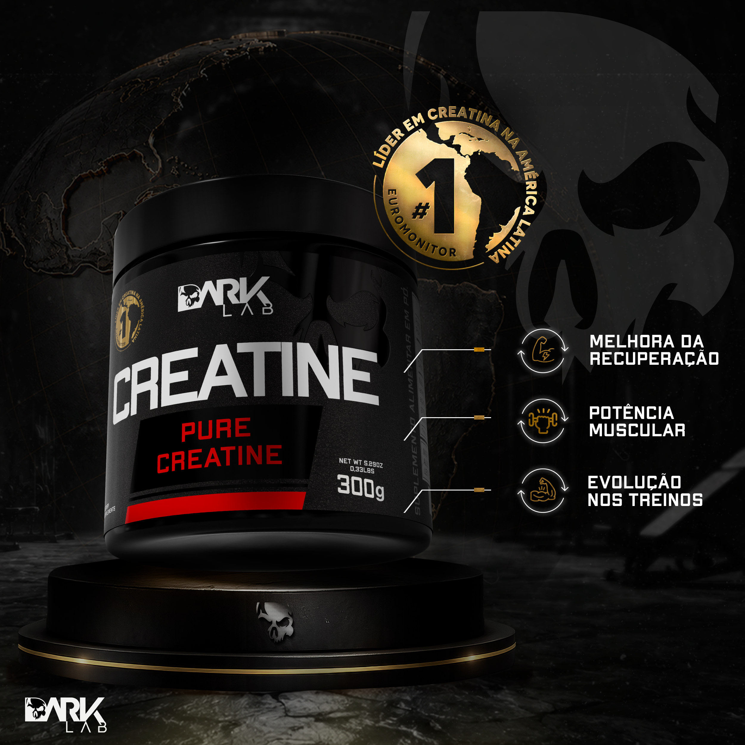 Creatina 300g Dark Lab | Mais Força e Resistência
