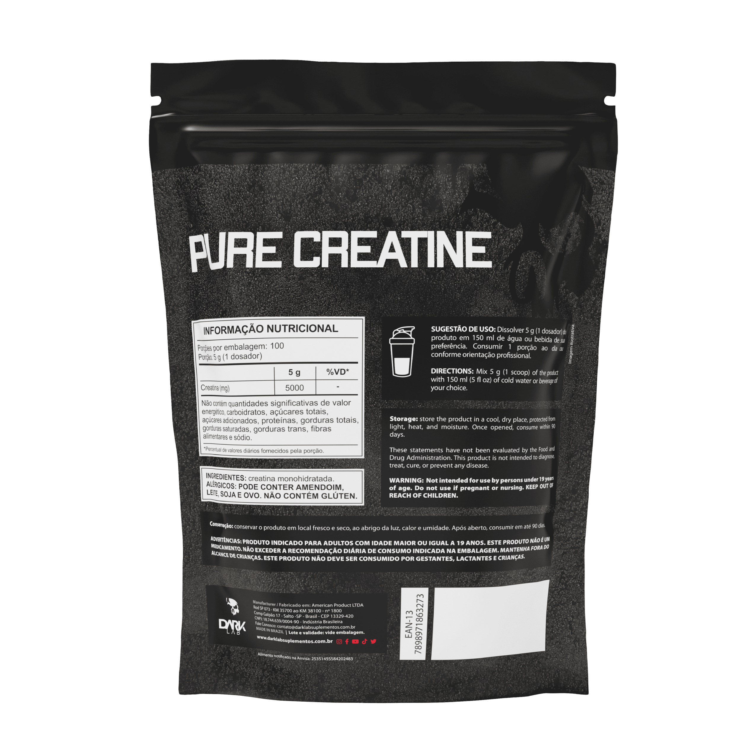 Creatina 500g Dark Lab | Aprovado pela Anvisa