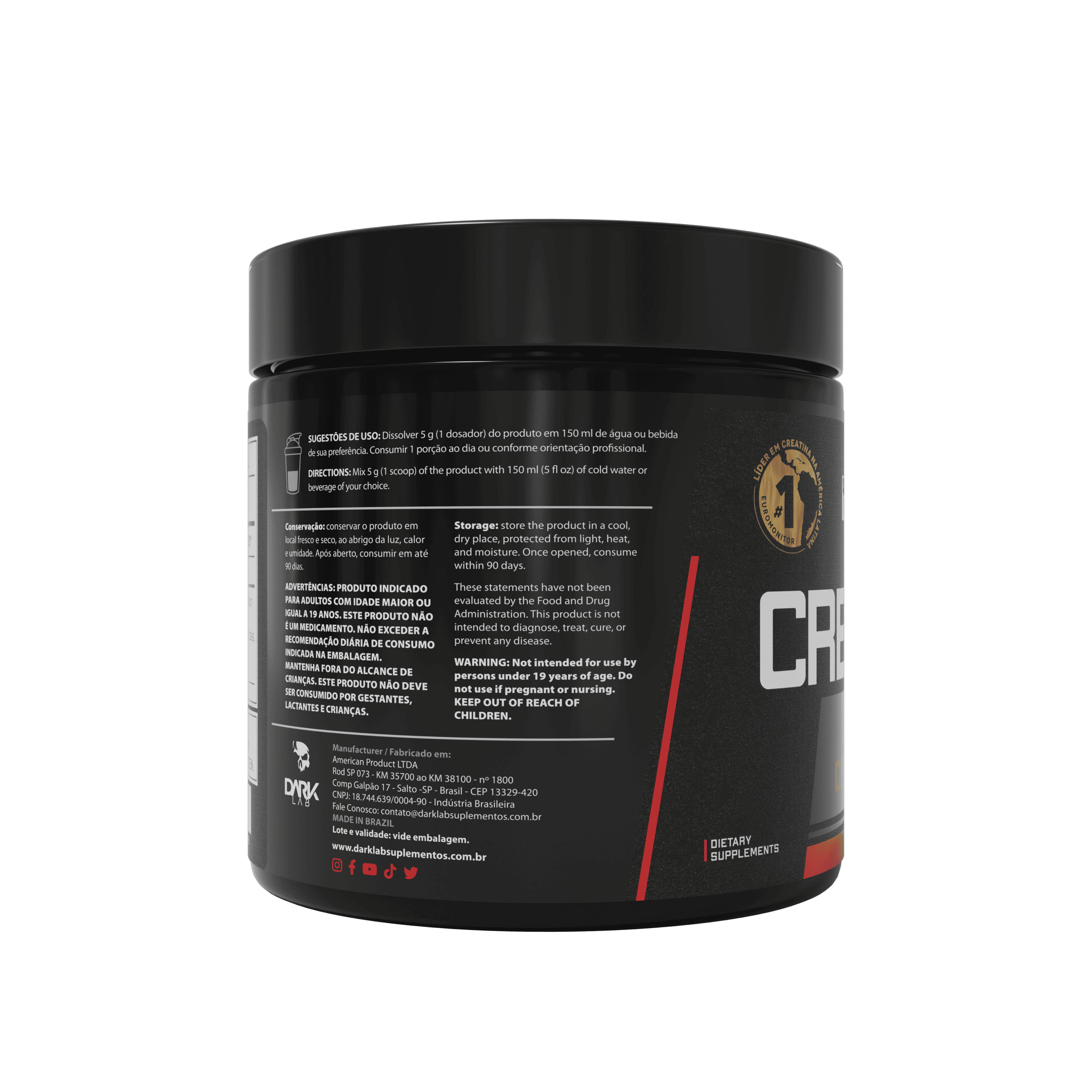 Creatina Pura 150g Dark Lab | 100% Pura e Aprovada