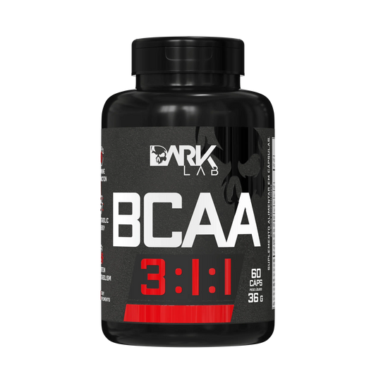 Pote de 36g com 60 cápsulas de BCAA da marca Dark Lab