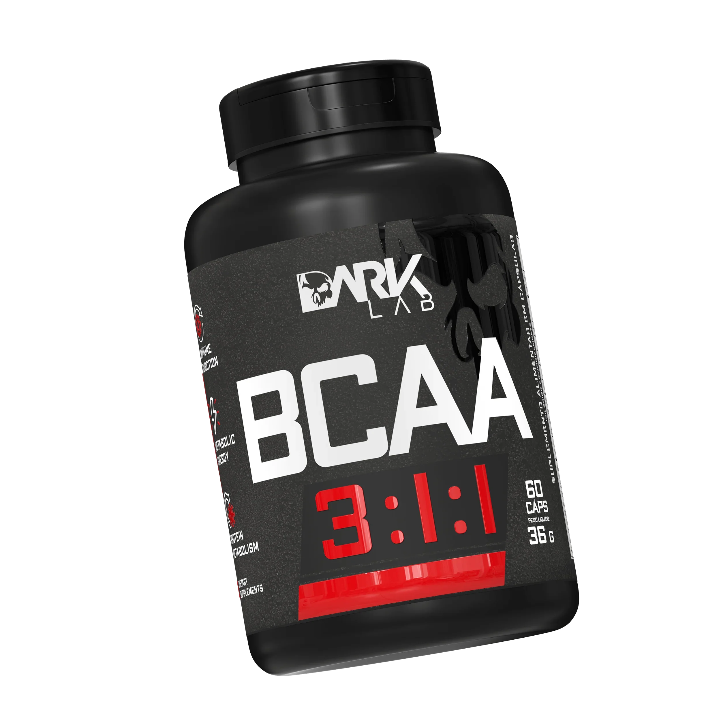 Pote de BCAA com 60 cápsulas de da Dark Lab