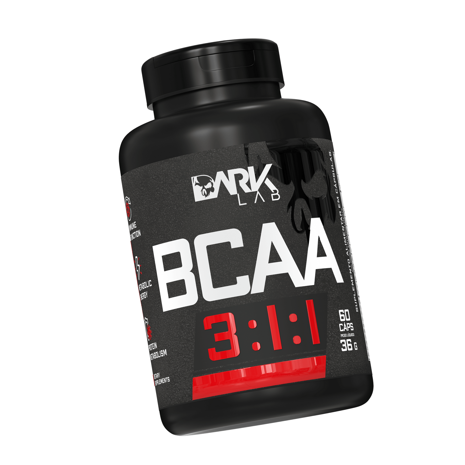 Pote de BCAA com 60 cápsulas de da Dark Lab