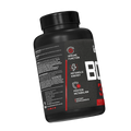 Pote de BCAA da Dark Lab com 60 cápsulas virado mostrando informações sobre os benefícios do BCAA que ajudam na imunidade, energia metabólica e proteção do metabolismo.