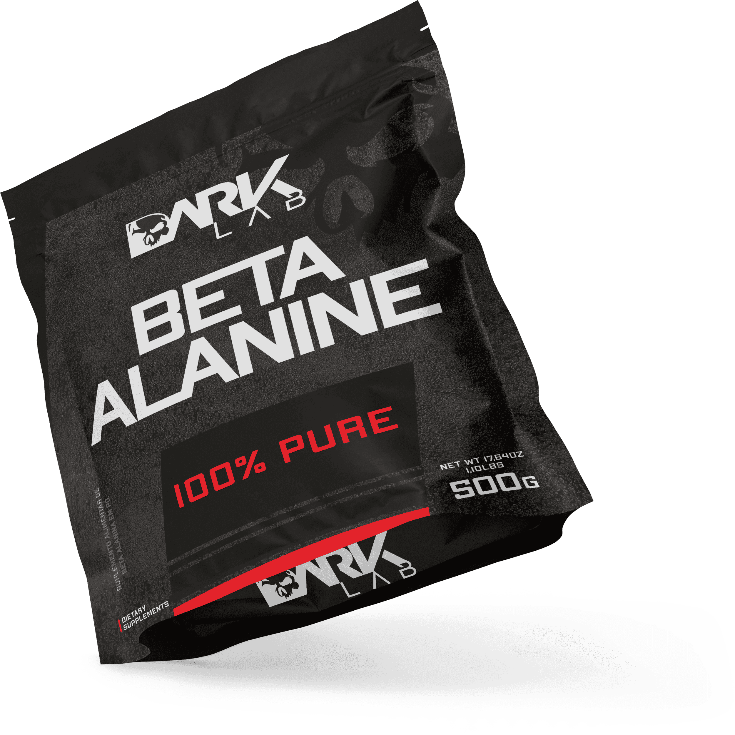 Embalagem do refil de Beta Alamina da Dark Lab mostrando a parte inferior do produto com a logo da Dark Lab