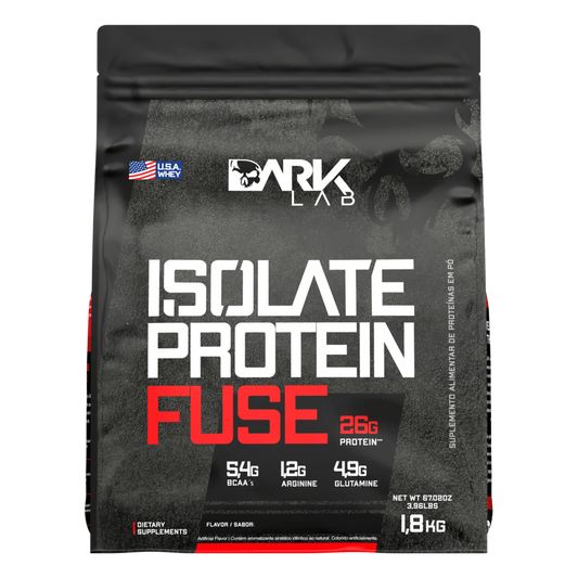 Embalagem de 1,8k do blend proteído da Dark Lab com BCAAA, Arginina e Glutamina.