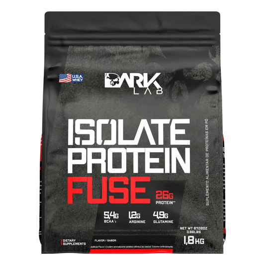 Embalagem de 1,8k do blend proteído da Dark Lab com BCAAA, Arginina e Glutamina.