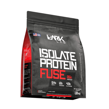 Pacote com 1,8kg do Isolate Protein Fuse, o blend proteico da Dark Lab com BCAA, Glutamina e Arginina.