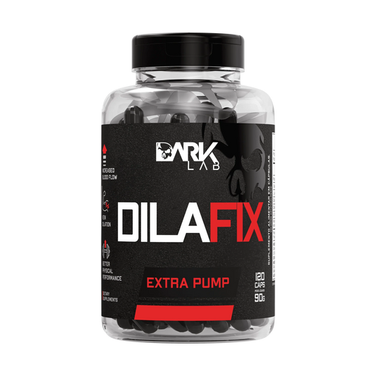 Pote de 90g com 120 cápsulas do vasodilatador DilaFix Extra Pump da Dark Lab