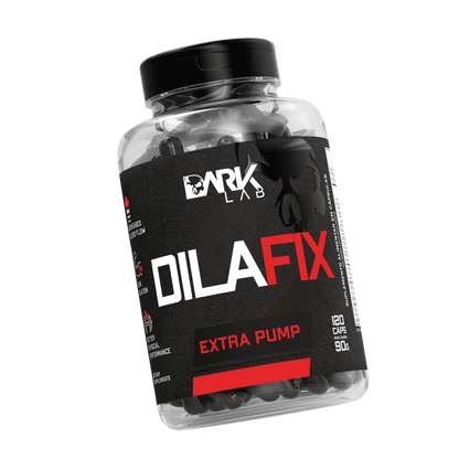 Pote com 120 cápsulas do vasodilatador DilaFix 90g Extra Pump da Marca Dark Lab