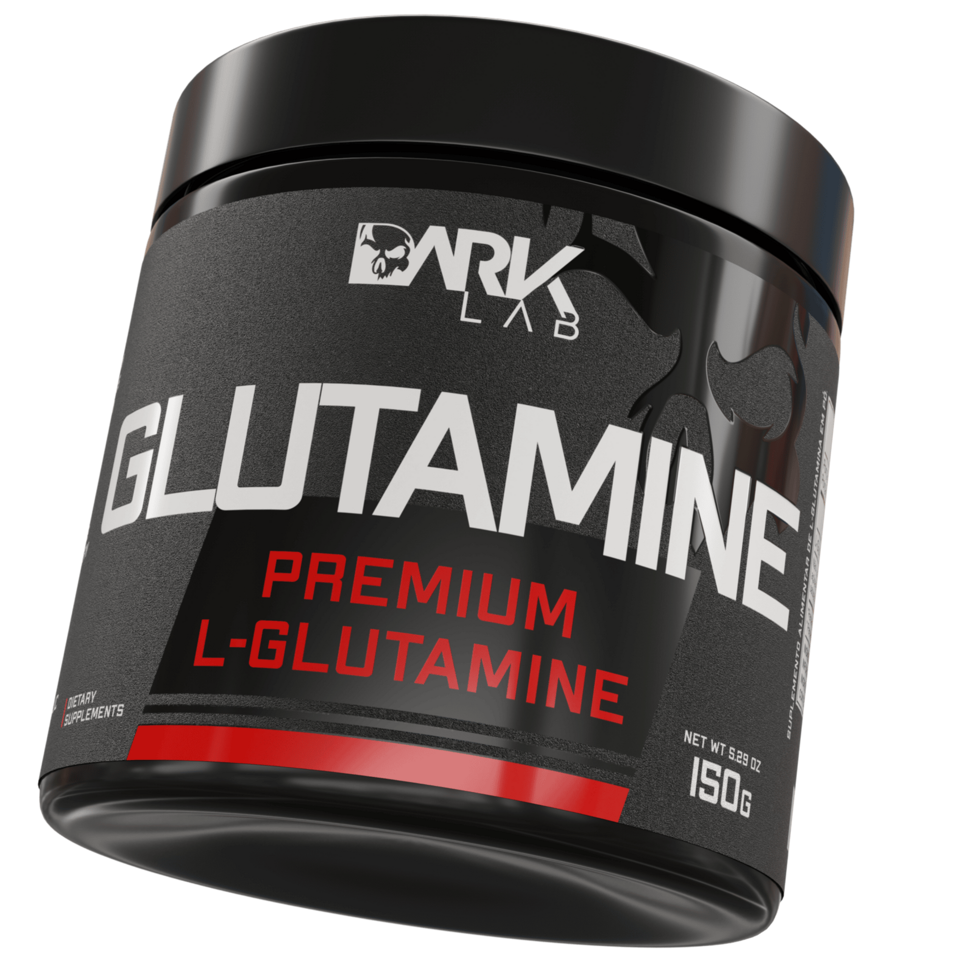 Embalagem de 150g de glutamina premium da Dark Lab