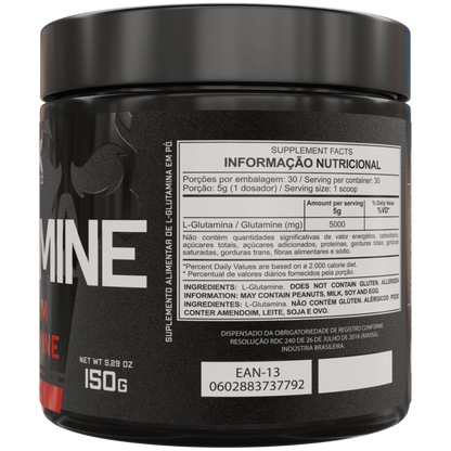 Informações nutricionais da Glutamina premium da Dark Lab no pote de 150g