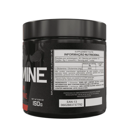 Informações nutricionais da Glutamina premium da Dark Lab no pote de 150g