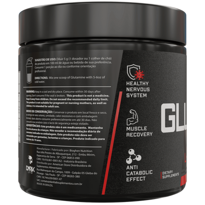 Informações de como consumir Glutamina premium da Dark Lab no pote de 150g
