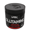 Pote de glutamina premium Dark Lab com a caveira, ícone da marca na tampa da embalagem