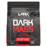 Embalagem de 3kg do hipercalórico darkmass com whey protein, BCAA, Waxy Maize e Creatina da Dark Lab