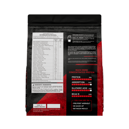 Embalagem de 1kg de whey protein concentrado da marca Dark Lab com informações nutricionais do sabor baunilha