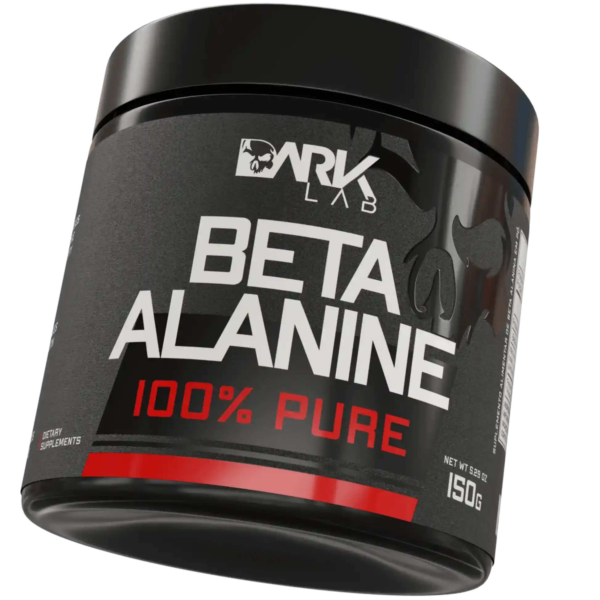 Embalagem levemente inclinada 150g de beta alamina 100% pura da marca Dark Lab