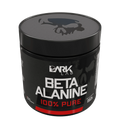 Pote de beta alamina 150g 100% pura da Dark Lab mostrando a tampa da embalagem com a logo da marca em relevo