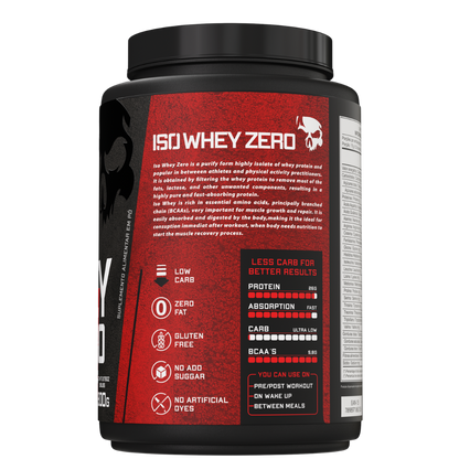 Informações e características do Iso Whey Zero Low Carb, a proteína isolada pura da Dark Lab no porte de 900g.