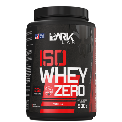 Embalagem de 900g de proteína isolada pura - Iso Whey Protein Low Carb Zero sabor Baunilha da Dark Lab