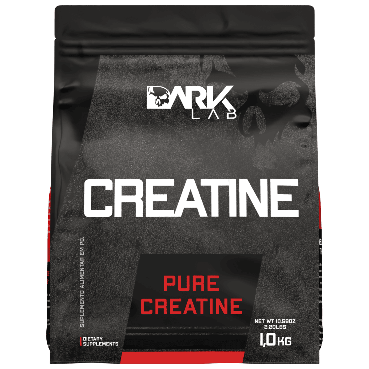 Pacote do refil de 1kg da creatina pura monohidratada da Dark Lab. 