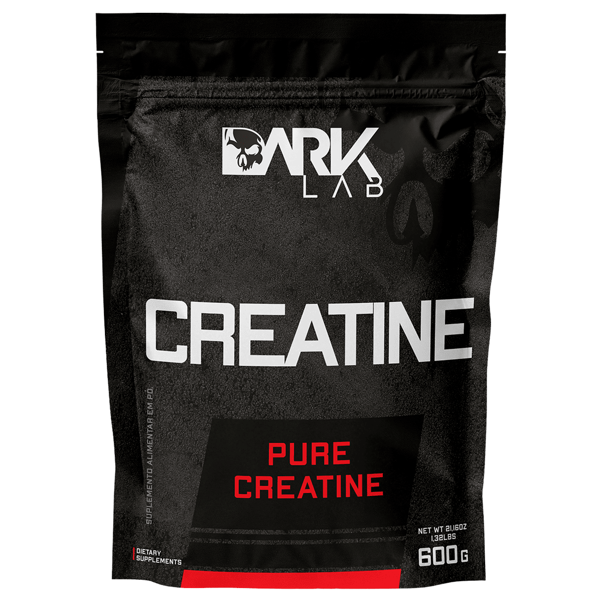 Pacote com 600g de creatina pura monohidratada Dark Lab